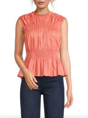 NWOT Joe’s Jeans Sleeveless Voile Peplum Top in Lantana Pink Size Small